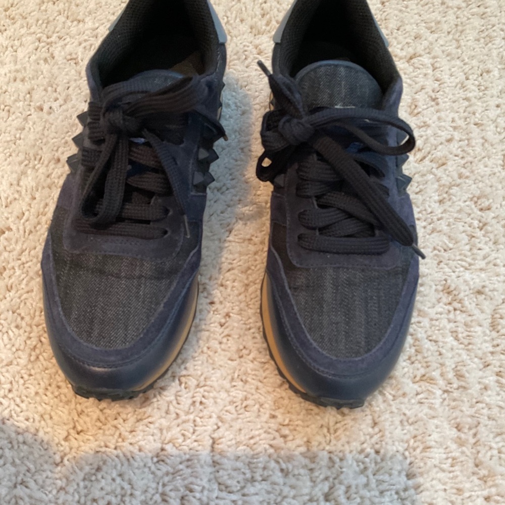 Valentino Denim and leather sneakers